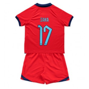 England Bukayo Saka #17 Borta Kläder Barn VM 2022 Kortärmad (+ Korta byxor)